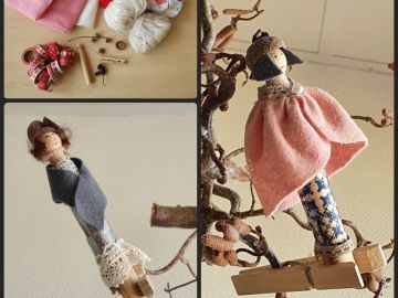 Selbst gebastelte Puppen für Baumdekoration während der Nachmittagsbetreuung am Schulzentrum Süd in Norderstedt